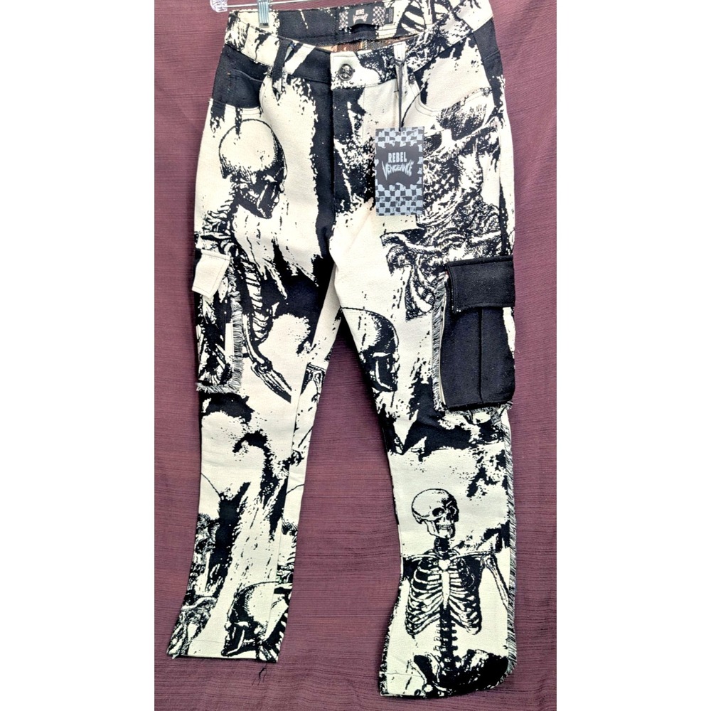 Rebel Vengeance Men's Skeleton Cargo Tapestry Pants Jacquard - Size 30 x 30